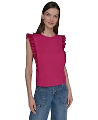 Karl Lagerfeld Paris Women's Ruffle-Sleeve Knit Top