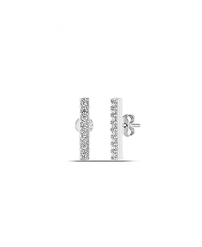 Spero London Sterling Silver Zirconia Bar Stud Earring