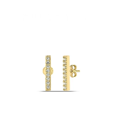 Spero London Sterling Silver Zirconia Bar Stud Earring