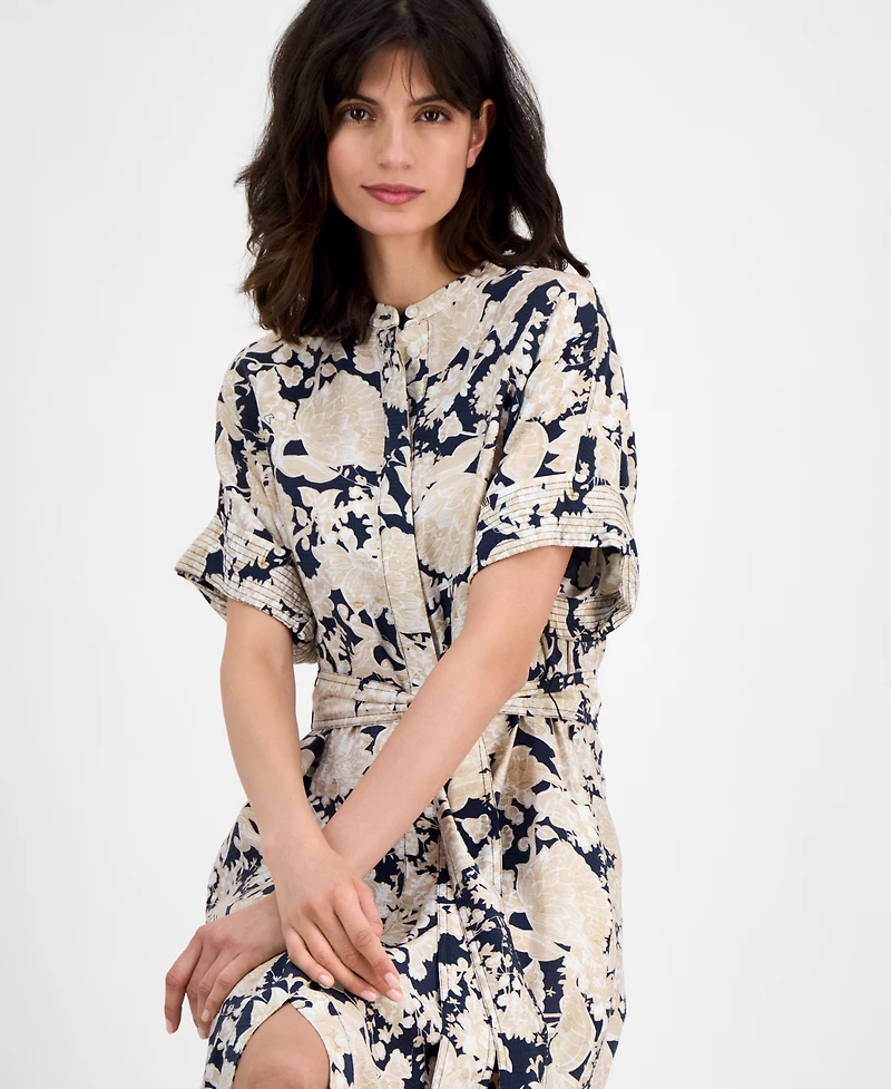 Nautica Jeans Women's Short-Sleeve Belted Midi Dress