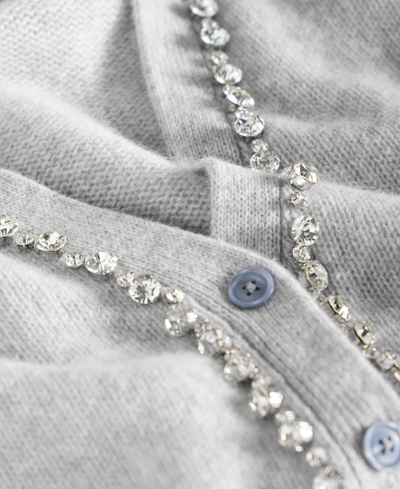 Charter Club Women's 100% Cashmere V-Neck Rhinestone Cardigan, Macy's Exclusive