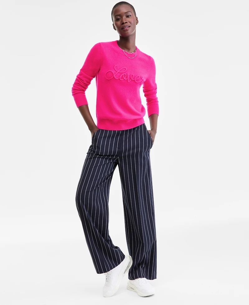 Charter Club Women's 100% Cashmere Love Embroidered Sweater, Macy's Exclusive