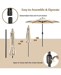9 Ft Outdoor Market Patio Table Umbrella Push Button Tilt Crank Lift