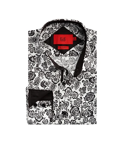 Elie Balleh Big Boys White Slim Fit Paisley Print Shirt