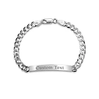 Bling Jewelry Bar Name Plated identification Id Bracelet 5 Mm Miami Cuban Curb Link Chain Link 180 Gauge .925 Sterling Silver