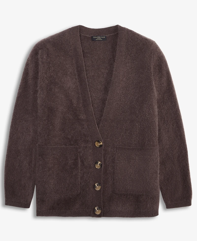 Charter Club Women's Brushed 100% Cashmere Boyfriend Cardigan, Macy's Exclusive