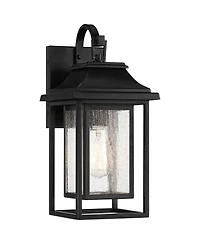 Cecile 15 1/4" High Mission Country Traditional Outdoor Wall Light Fixture Mount Porch House Exterior Outside Box Lantern Black Clear Seeded Glas