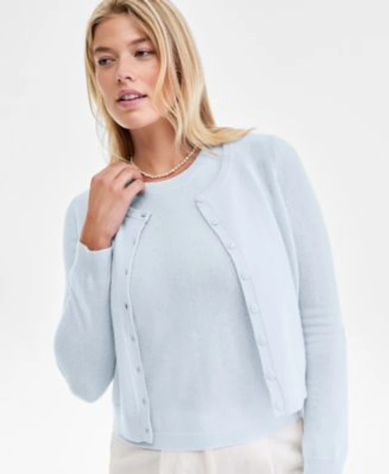 Charter Club Womens Cashmere Sleeveless Crewneck Sweater Cashmere Crewneck Cardigan Macys Exclusive