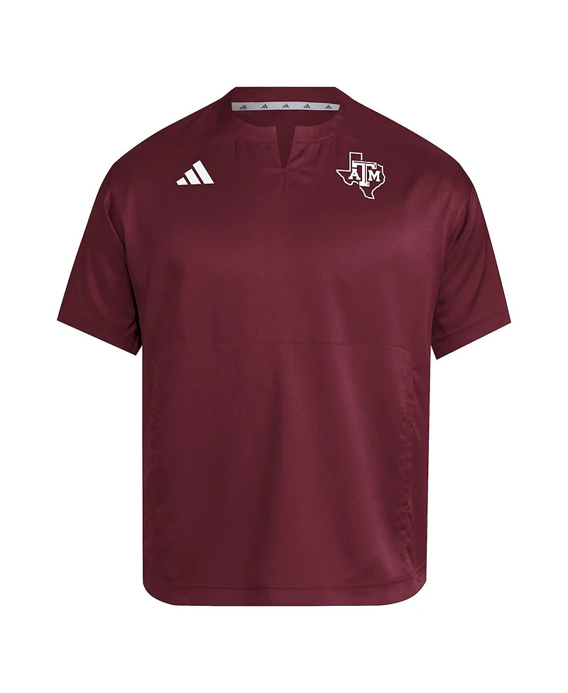 Adidas Men's Maroon Texas A&M Aggies Dugout Coaches Adizero Notch Neck Pullover T-Shirt
