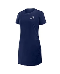 Fanatics Women's Navy Atlanta Braves Ruched Drape T-Shirt Dress