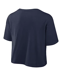 Nike Women's Navy West Virginia Mountaineers Power Pursuit Athletic Prep Arch Performance Cropped T-Shirt