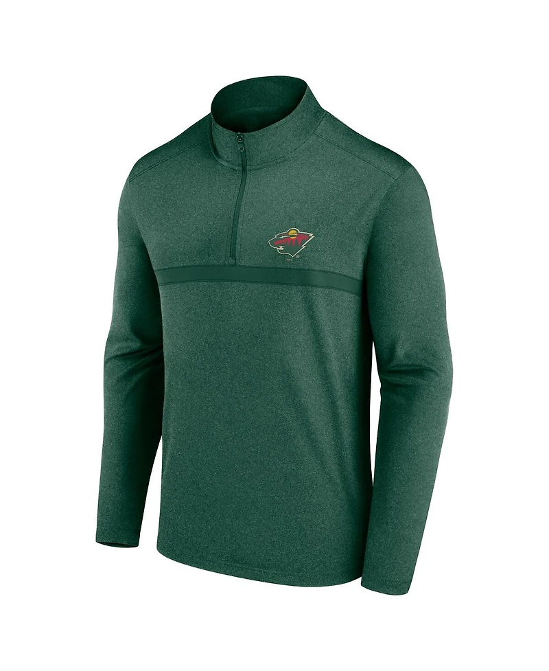 Logo Athletic Men's Dark Heather Green Minnesota Wild Head-to-Head Raglan Quarter-Zip Sweatshirt