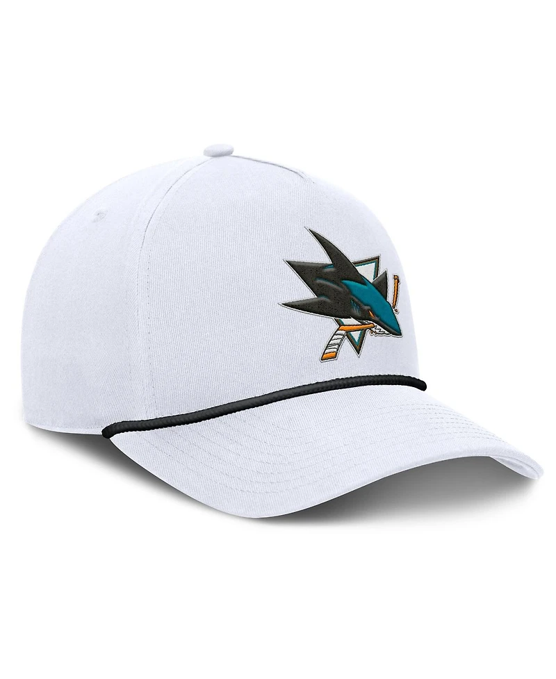 Fanatics Men's White San Jose Sharks Rope A-Frame Adjustable Hat