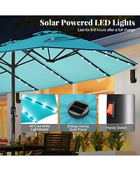 15 Feet Double-Sided Patio Umbrella with 48 Led Lights-Turquoise