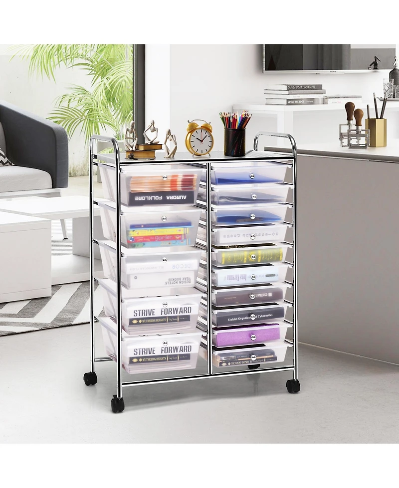 15 Drawers Rolling Storage Cart Organizer
