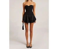 Heiress Beverly Hills Women's Corset Chiffon Flared Mini Dress