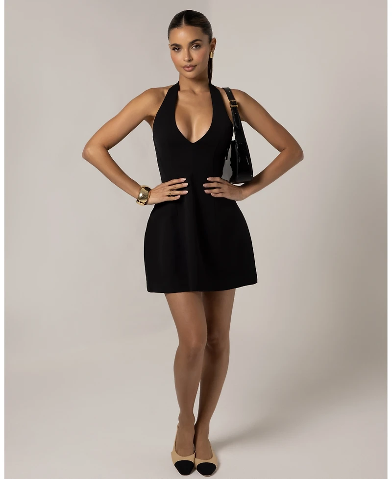 Heiress Beverly Hills Women's A-Line Plunging Neckline Flare Mini Dress