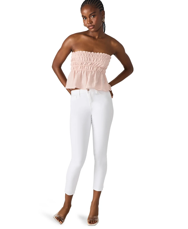 Steve Madden Women's Cambria Strapless Smocked Peplum Top