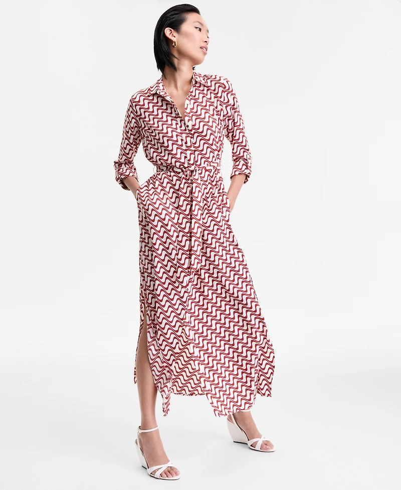 I.n.c. International Concepts Women's Printed Shirt Maxi Dress, Exclusively at Macy's