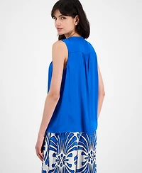 T Tahari Women's V-Neck Sleeveless Lace-Shoulder Top