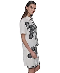 Karl Lagerfeld Paris Women's Floral Print Shirt