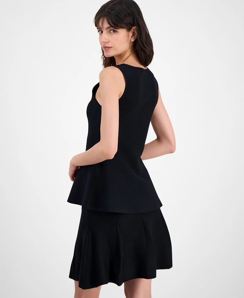T Tahari Women's Square-Neck Peplum-Hem Sleeveless Top