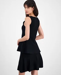 T Tahari Women's Square-Neck Peplum-Hem Sleeveless Top