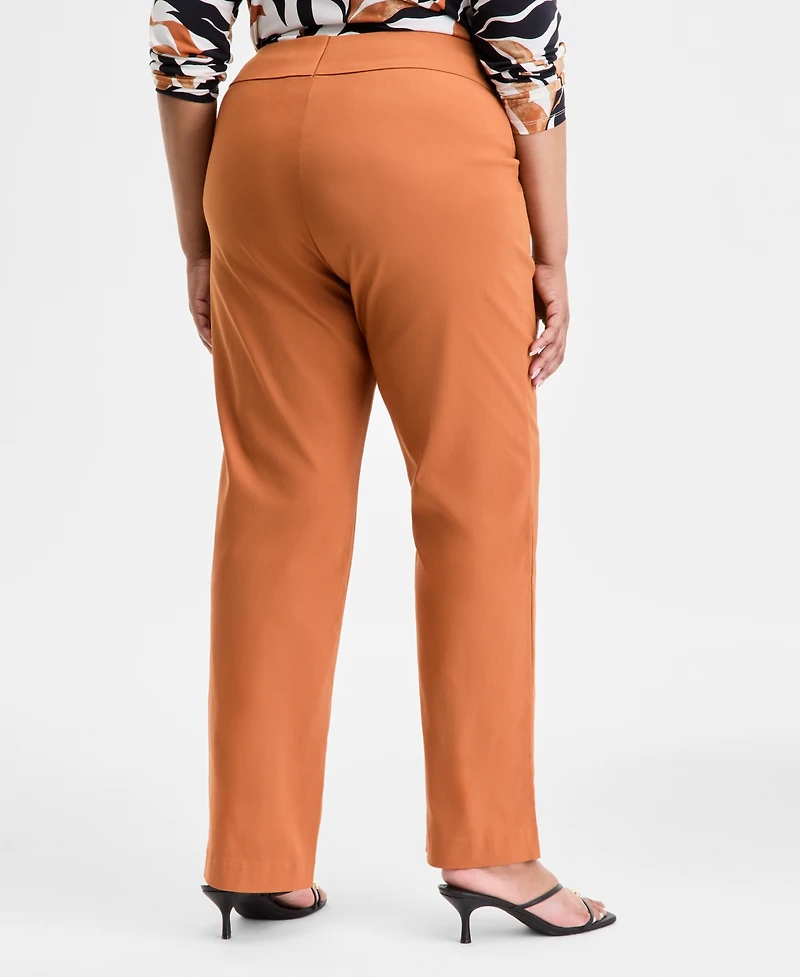 I.n.c. International Concepts Plus Mid-Rise Pull-On Straight-Leg Pants, Created for Macy's