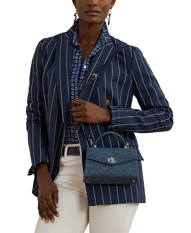 Lauren Ralph Lauren Washed Denim Small Farrah Satchel