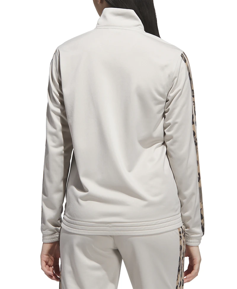 adidas Women's Animal-Print Stripe Tricot Track Jacket
