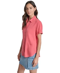 Dkny Jeans Women's Rolled-Sleeve Button-Up Shirt