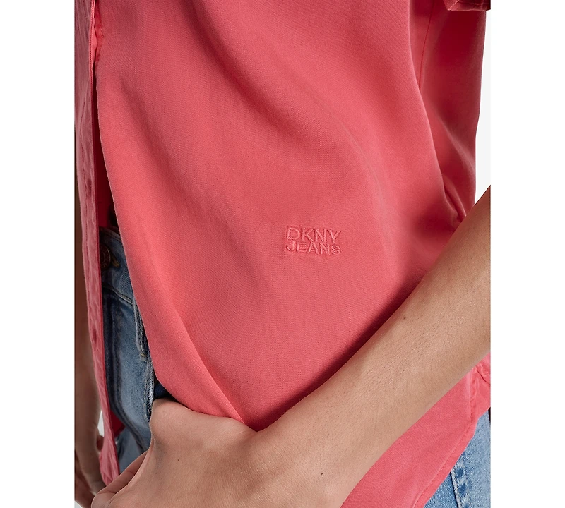 Dkny Jeans Women's Rolled-Sleeve Button-Up Shirt