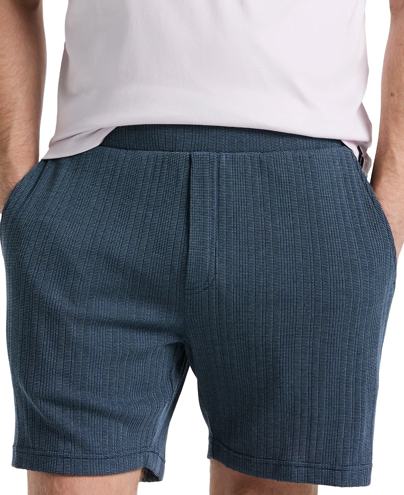 Perry Ellis Men's Ribbed Striped Drawstring 7" Shorts