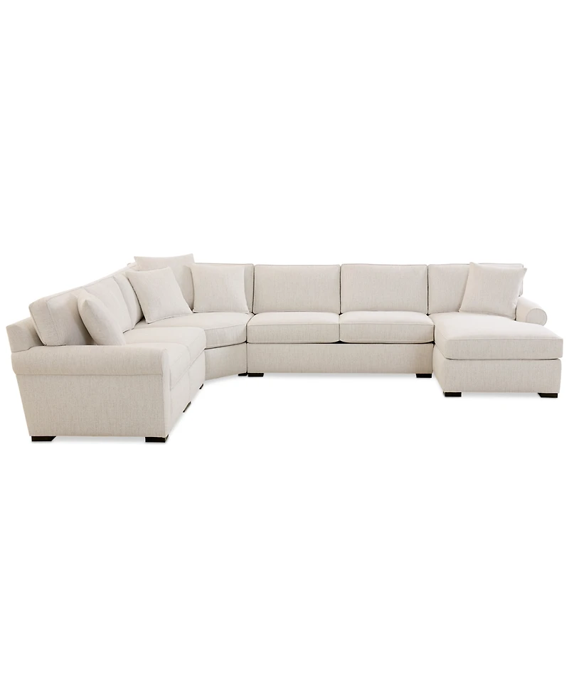 Radley Roll Arm 148" -Pc. Fabric Chaise Sectional with Wedge
