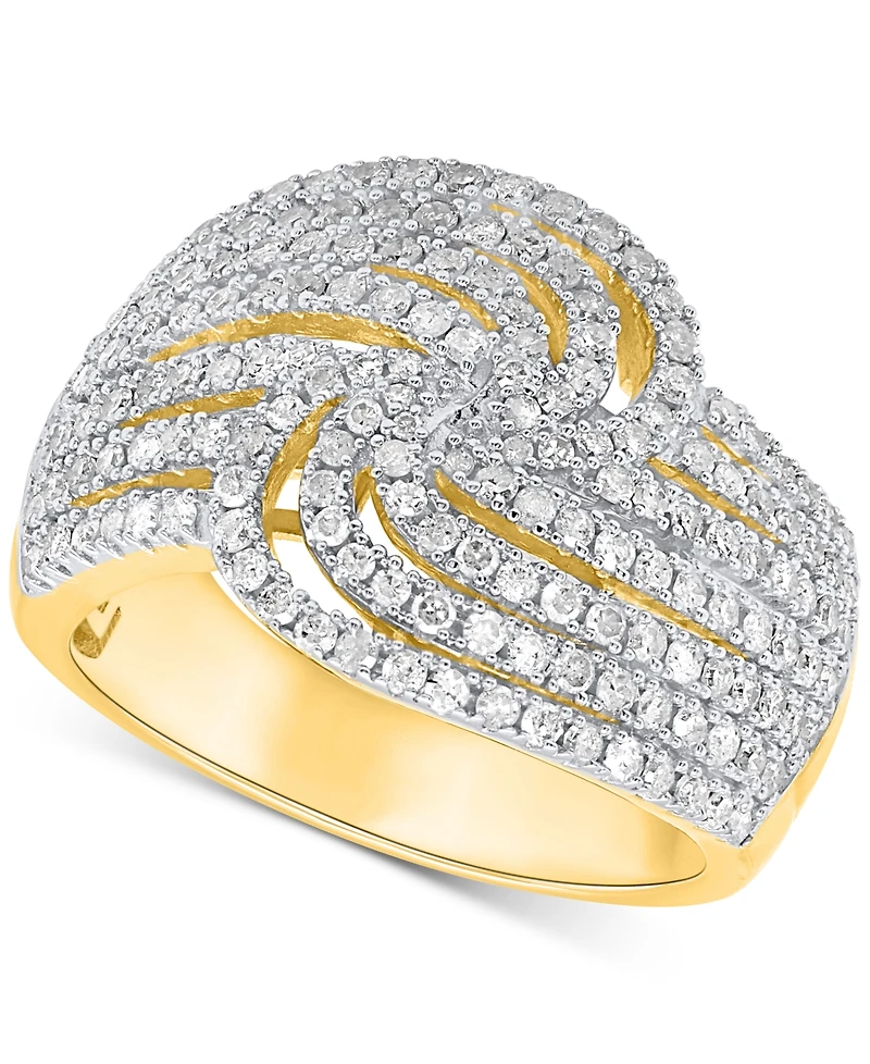 Diamond Multirow Swirl Statement Ring (1 ct. t.w.) Sterling Silver