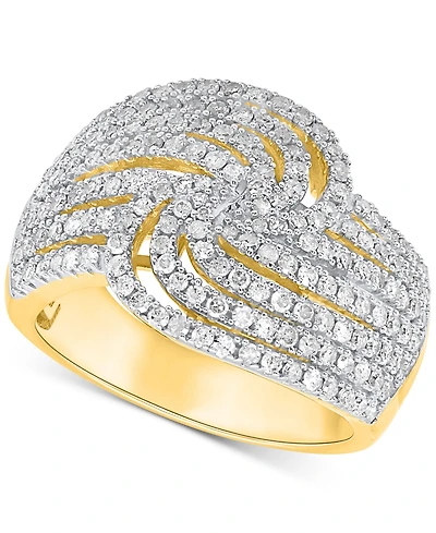 Diamond Multirow Swirl Statement Ring (1 ct. t.w.) Sterling Silver