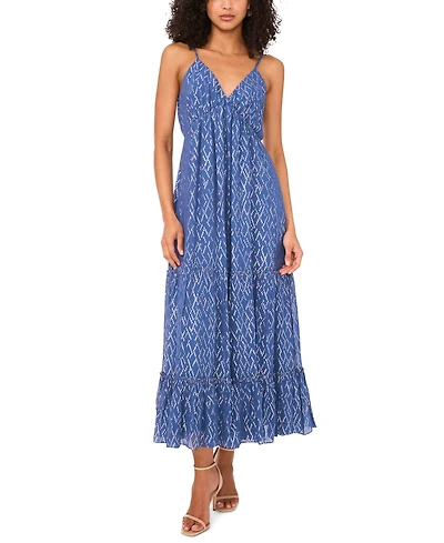 1.state Women's Sleeveless V-Neck Chiffon Maxi Dress