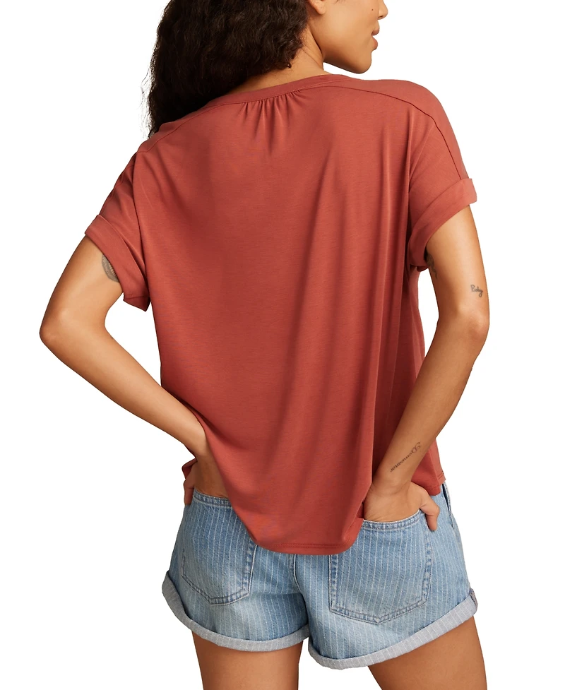 Lucky Brand Women's Sandwash Short Sleeve Button Front Shirt