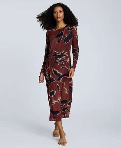 Kenneth Cole Women's Knot-Front Long-Sleeve Maxi Dress