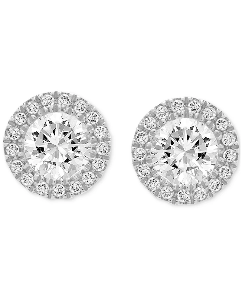 Diamond Halo Stud Earrings (1 ct. t.w.) in 14k White Gold