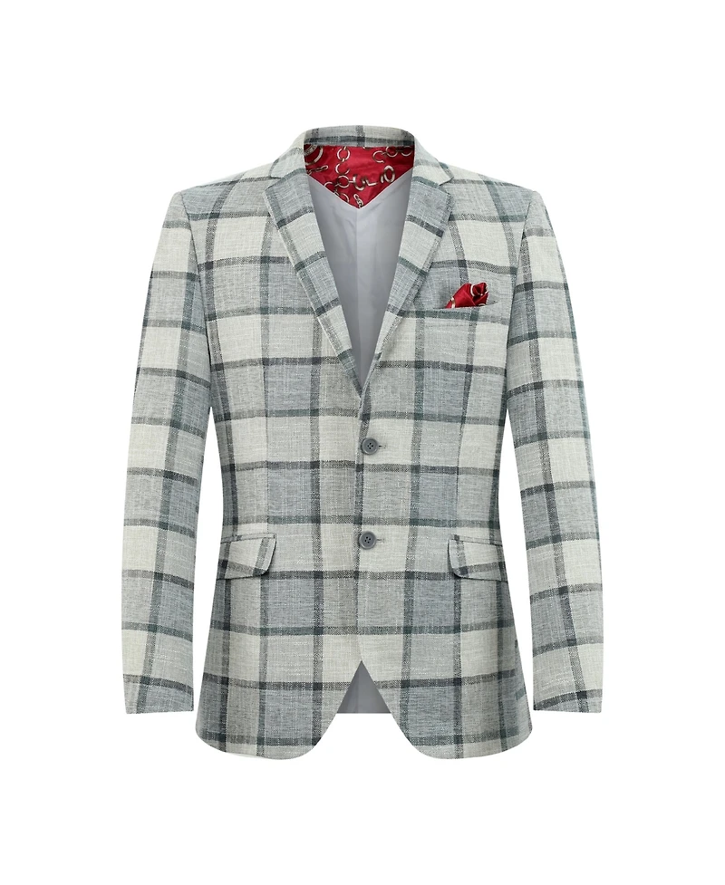 Elie Balleh Boys Slim Fit Plaid Blazer