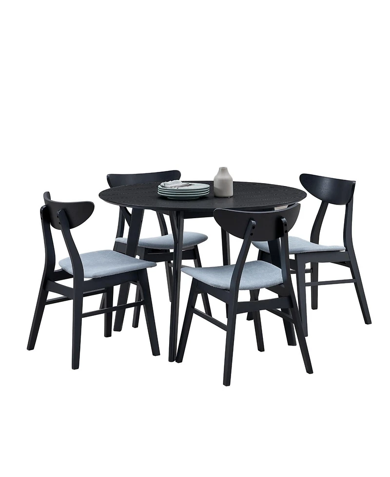 Streamdale Black Round Kitchen Table & 4 Fabric Chairs