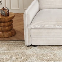 Streamdale Furniture Corduroy 3-Seater Cloud Couch with Footrests & Cushions