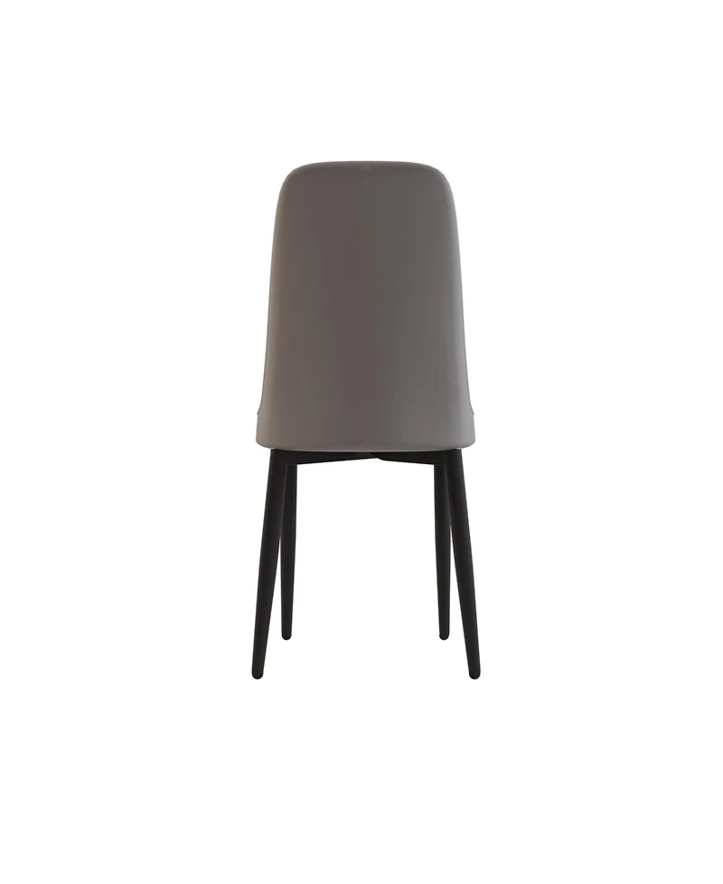 Modern Pu Leather Dining Chairs with Cushions (Set of 4), Black Metal Legs (Beige/Grey)