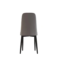 Modern Pu Leather Dining Chairs with Cushions (Set of 4), Black Metal Legs (Beige/Grey)