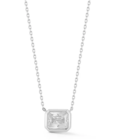 Rachel Zoe Sterling Silver Radiant Cut Solitaire Necklace