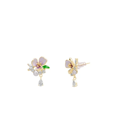 Spero London Pansy Violet Floral Earring in Sterling Silver
