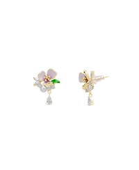 Spero London Pansy Violet Floral Earring in Sterling Silver
