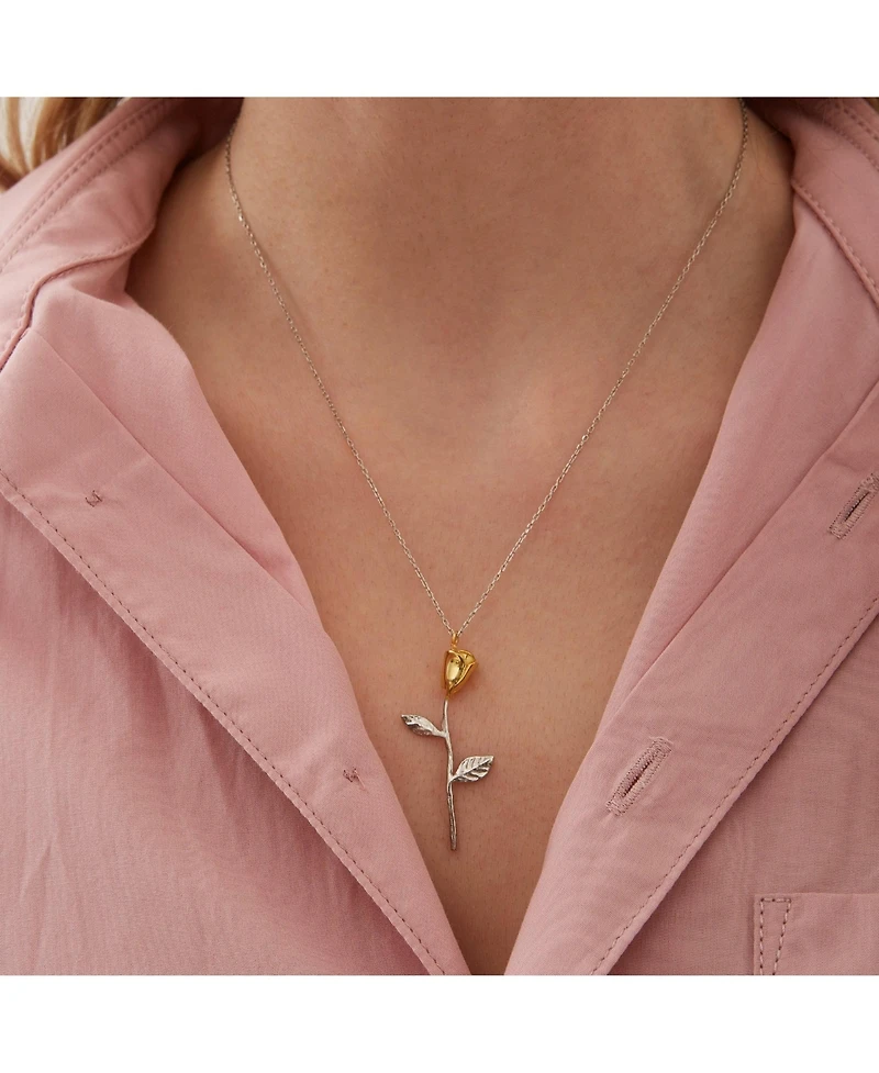 Spero London Gold Color Rose Sterling Silver Necklace