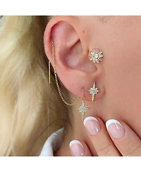 Spero London Northernstar Starbust Sterling Silver Chain Drop Earrings